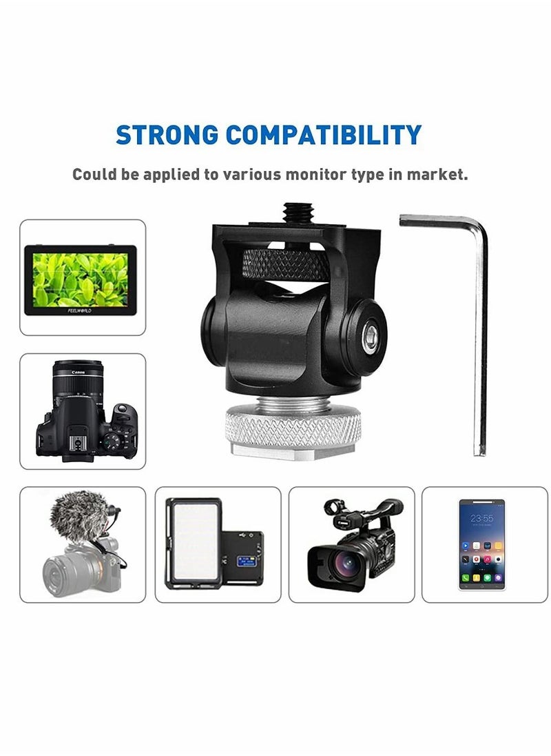SYOSI - Field Monitor Mount, Adjustable Camera Monitor Holder Mount with Hot Cold Shoe Adapter Tilt 180 Degree Swivel 360 Degree for 5" and 7" LCD Field Monitor - Image 1