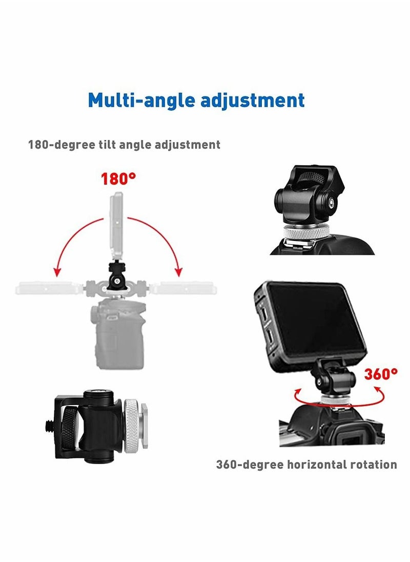 SYOSI - Field Monitor Mount, Adjustable Camera Monitor Holder Mount with Hot Cold Shoe Adapter Tilt 180 Degree Swivel 360 Degree for 5" and 7" LCD Field Monitor - Image 1