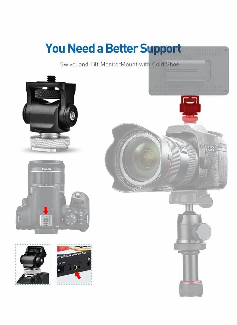 SYOSI - Field Monitor Mount, Adjustable Camera Monitor Holder Mount with Hot Cold Shoe Adapter Tilt 180 Degree Swivel 360 Degree for 5" and 7" LCD Field Monitor - Image 1
