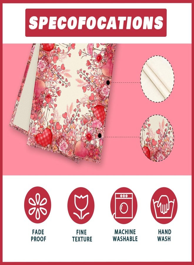 XCHI Wild Flowers Love Hearts Valentine’s Day Table Runner Table Decoration for Party Home Kitchen Dining Holiday Decor 13x72 Inch - Image 5