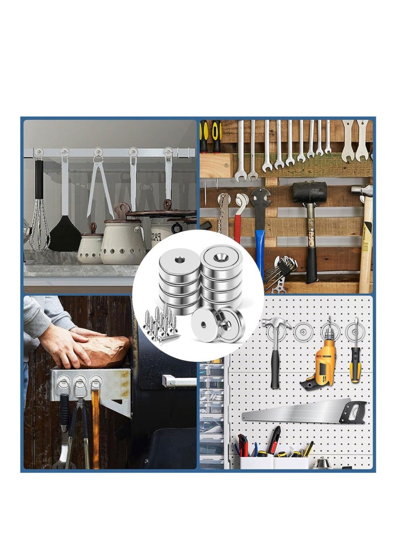 Captaintech Powerful Neodymium Magnets 6 Packs Waterproof Strong Magnets with Hole 70lbs Force Neodymium Cup Magnets 32mm with Countersunk Hole and Steel Capsule Pot Magnet with Screws - Image 2