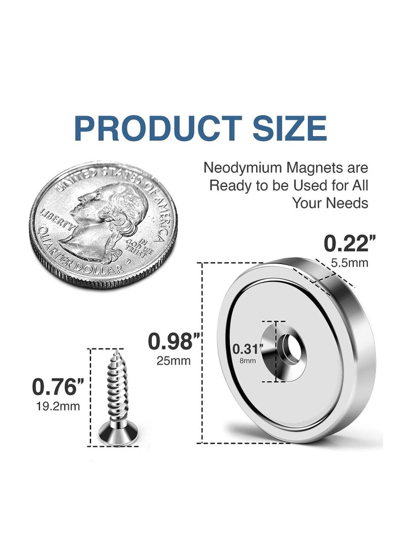 Captaintech Powerful Neodymium Magnets 6 Packs Waterproof Strong Magnets with Hole 70lbs Force Neodymium Cup Magnets 32mm with Countersunk Hole and Steel Capsule Pot Magnet with Screws - Image 5
