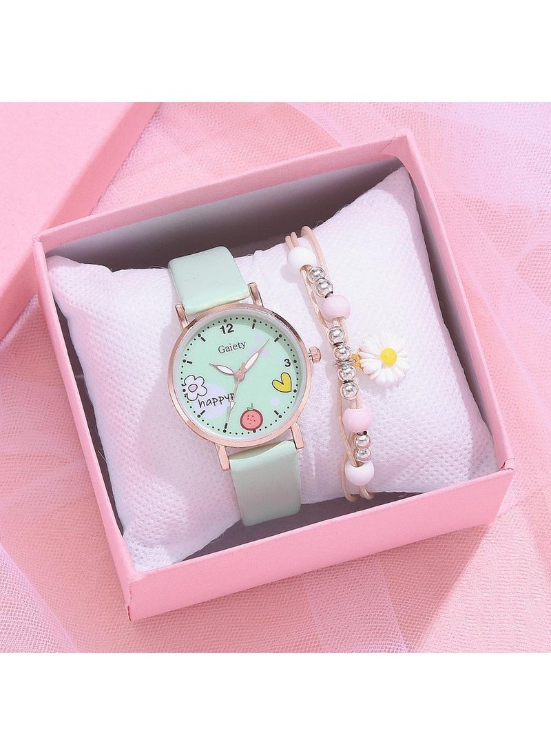 GAIETY Student Girl Pu Band Watch Bracelet Combination Suit  - Image 1