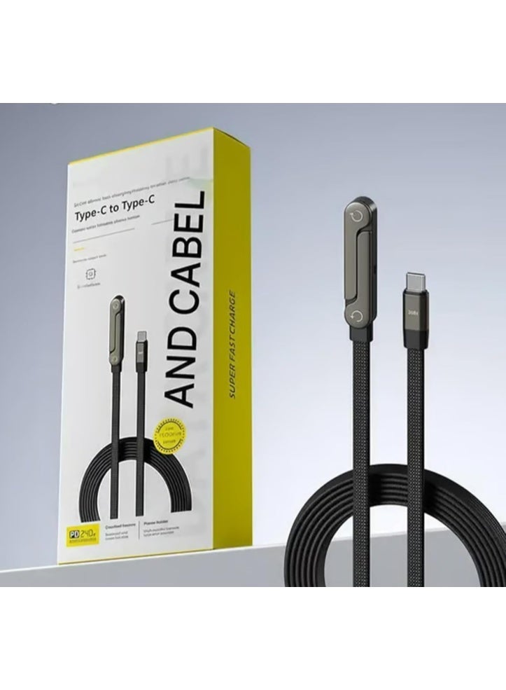 كابل USB-C إلى USB-C ثنائي في واحد، بقدرة قصوى 240 واط، يدعم الشحن السريع لأجهزة iPhone 17/16، وSamsung S24/S23، وMacBook Air/Pro، وLenovo، وHP، وiPad، وHuawei، وXiaomi، وغيرها. - Image 1