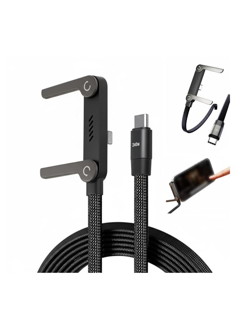 كابل USB-C إلى USB-C ثنائي في واحد، بقدرة قصوى 240 واط، يدعم الشحن السريع لأجهزة iPhone 17/16، وSamsung S24/S23، وMacBook Air/Pro، وLenovo، وHP، وiPad، وHuawei، وXiaomi، وغيرها. - Image 2
