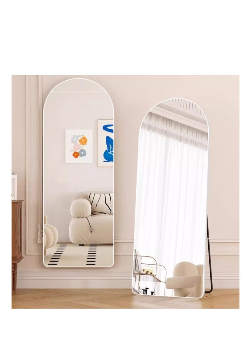 Full Length Mirror  Arched Aluminum alloy Large Standing Dressing Mirror Hanging Leaning Against Wall Mounted Mirror with Stand for Bedroom Locker Room Living Room