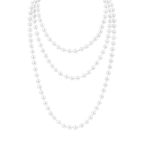 TINKSKY Fake Pearls Necklace Retro Pearls Long Necklace Chain for Party Favors Costume Necklace, for Women Girls - Image 1