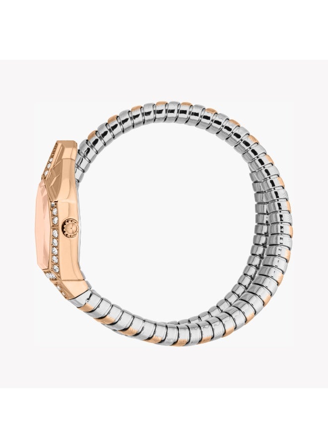 جاست كافالي Just Cavalli JC1L303M0065 - ساعة نسائية أنيقة من الفولاذ المقاوم للصدأ بلون وردي ذهبي مع سوار ذي لونين - Image 2