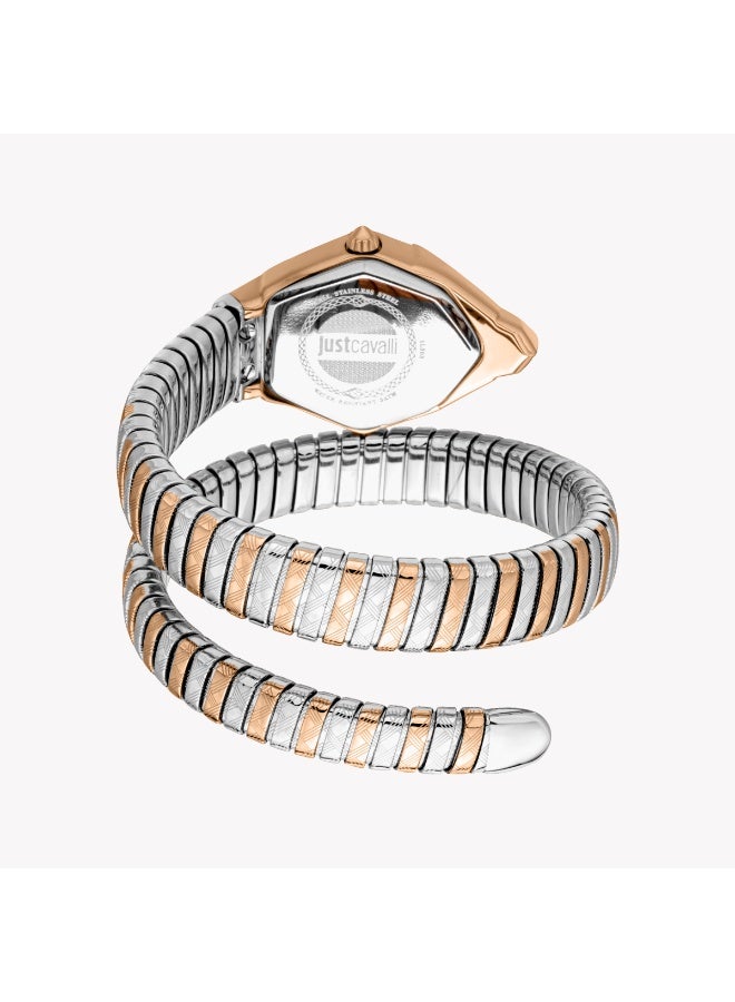 جاست كافالي Just Cavalli JC1L303M0065 - ساعة نسائية أنيقة من الفولاذ المقاوم للصدأ بلون وردي ذهبي مع سوار ذي لونين - Image 3