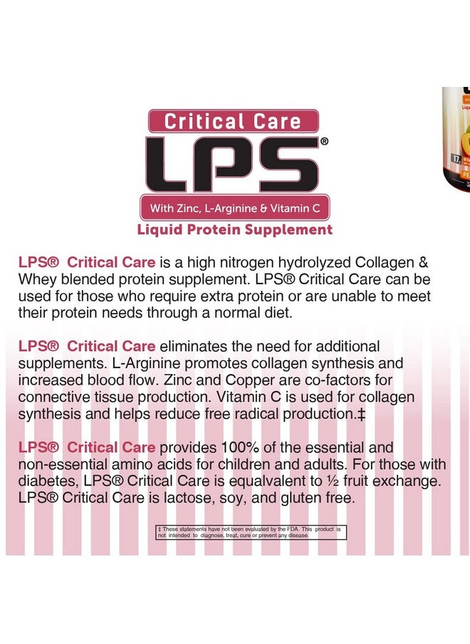 Nutritional Designs - Lps Liquid Collagen & Whey Protein Supplement, Sugar-Free, Non-Gmo Drink, Promotes Healthy Skin & Hair For Men & Women. (Critical Care) Peach Mango - Image 1