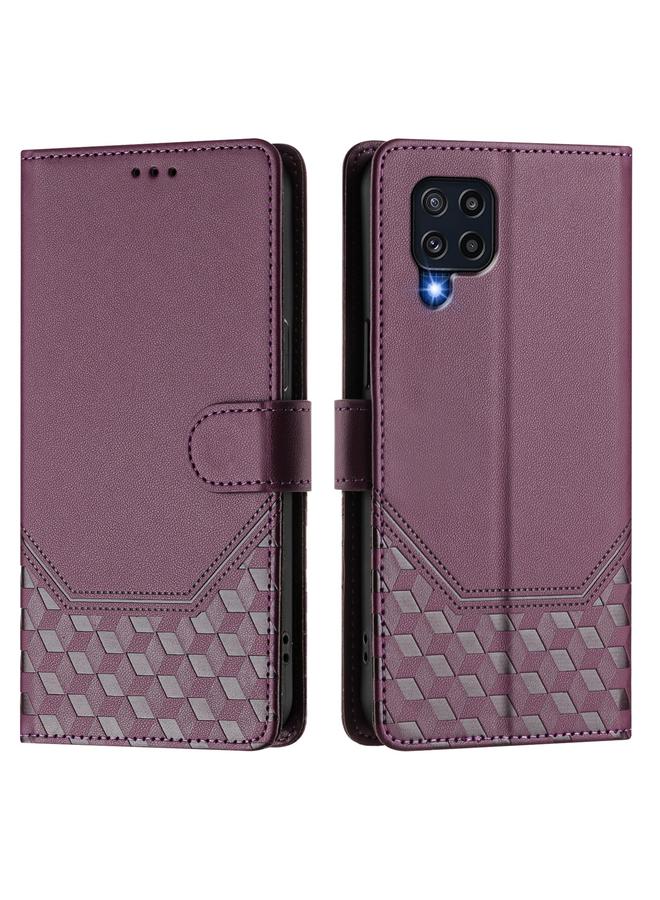 S-TOP Case For Samsung Galaxy M32 4G / M22 Honeycomb Embossing RFID Leather Phone Case - Image 2