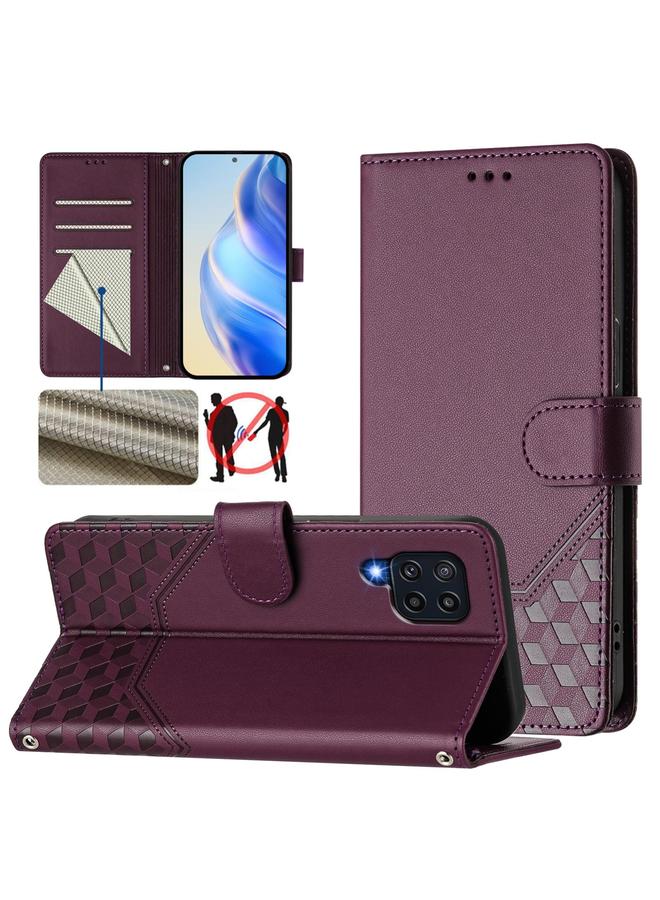 S-TOP Case For Samsung Galaxy M32 4G / M22 Honeycomb Embossing RFID Leather Phone Case - Image 1
