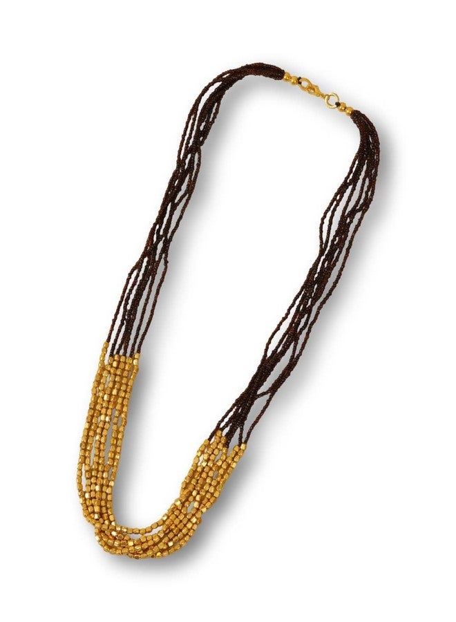 DCA Gold & Brown Tribal/Ethnic Glass/Steel Women Necklace (4143) - Image 1
