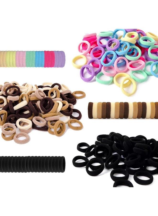 Bluezoo 300Pcs Baby Hair Ties Soft Nylon Seamless Small Elastics Ponytail Holders for Little Girls Toddler Kids Teens Women, No Pull No Damage Hair Bands Accessories, 12 Colors, Diameter 0.8In, BlueZOO - Image 1
