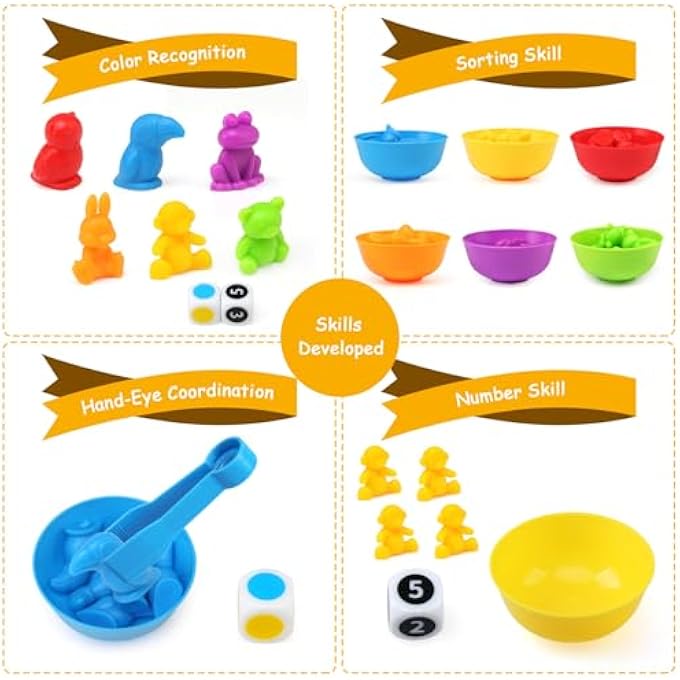 MONTESSORI GAMES 3 4 5 YEARS OLD, MONTESSORI EDUCATIONAL TOY GAME COLOR COMBINATION, TOYS STACKING MATH SKILLS AND CLASSIFICATION GIFT FOR CHILDREN - Image 4