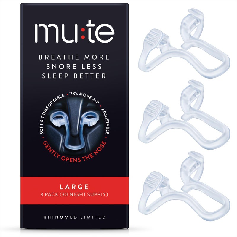 Rhinomed Mute Nasal Dilator Snoring Solution | Large 3 Pack | Snore Less & Sleep Better | Nasal Strip Alternative | Comfortable Breathing Aids for Better Sleep & Improved Airflow - Image 1