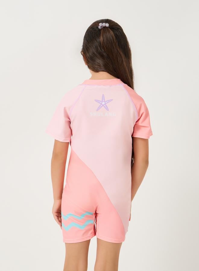 Styli Styli Graphic Print Short Sleeve Swimsuit with Underwear  - Image 5