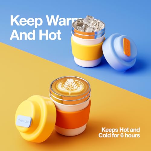 CHAKO LAB Insulated Travel Coffee Mug, Double vacuum wall,Easy to Grip,BPA free,Yellow lid,14 OZ - Image 5