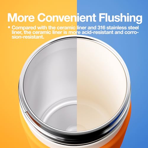 CHAKO LAB Insulated Travel Coffee Mug, Double vacuum wall,Easy to Grip,BPA free,Yellow lid,14 OZ - Image 3