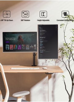 بيوينتي شاشة LCD مزدوجة ثقيلة الخدمة وقابلة للضبط حامل حامل وحدة المراقبة 13 إلى 27 بوصة حامل وحدة المراقبة المزدوجة  - Image 3