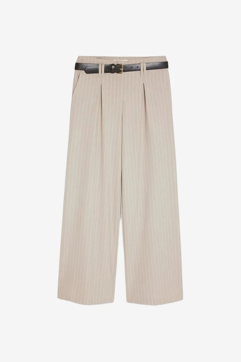 DILVIN Striped Wide-Leg Pleated Trousers