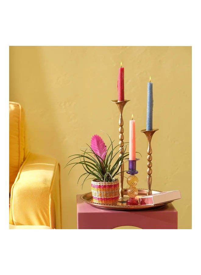 Zsa Zsa Zsu Lotus Antique Brass Iron Candle Holder 9x9x36 cm.