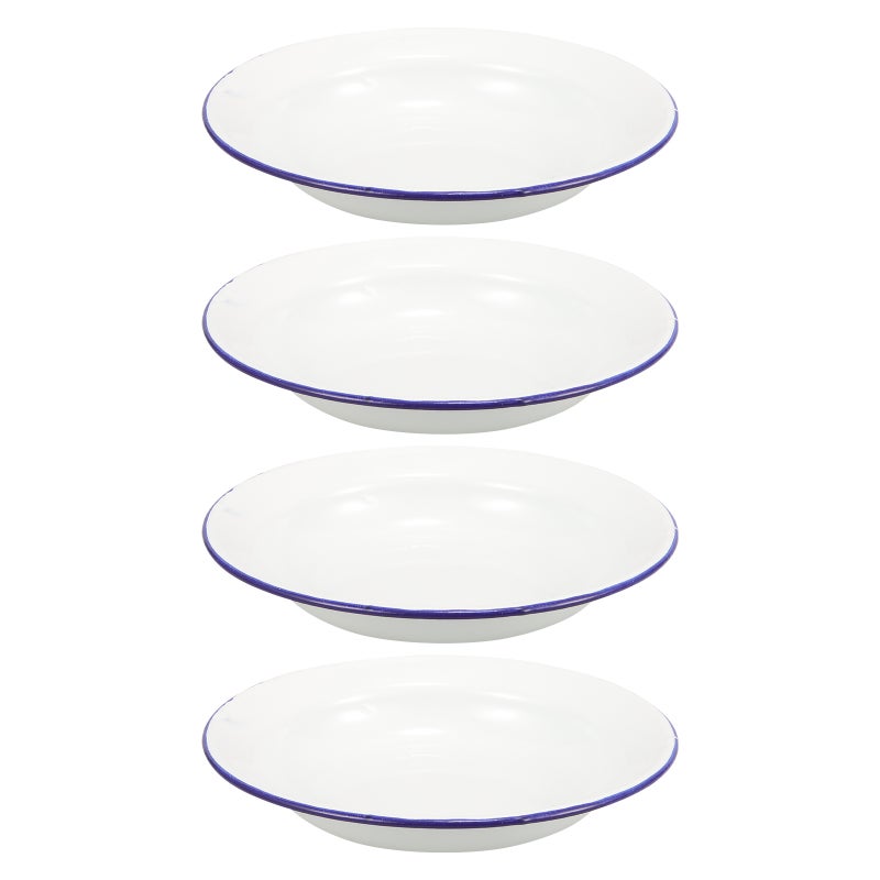 4Pcs Enamel Plates Unbreakable Enamelware Dinner Serving Platter Tray Salad Pasta Plate - Image 5