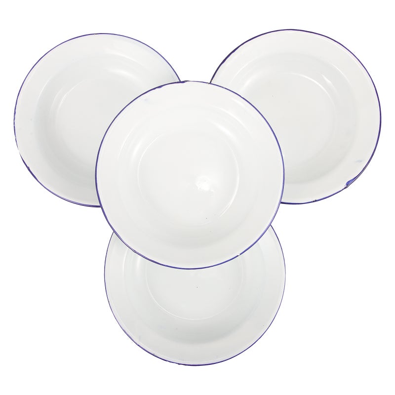 4Pcs Enamel Plates Unbreakable Enamelware Dinner Serving Platter Tray Salad Pasta Plate - Image 1