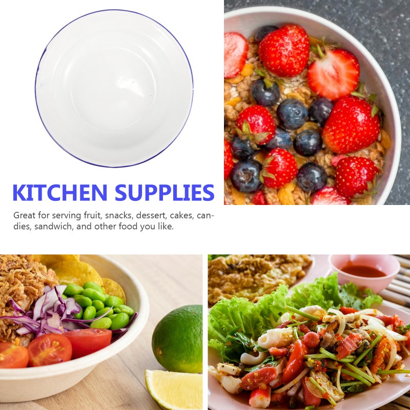 4Pcs Enamel Plates Unbreakable Enamelware Dinner Serving Platter Tray Salad Pasta Plate - Image 3