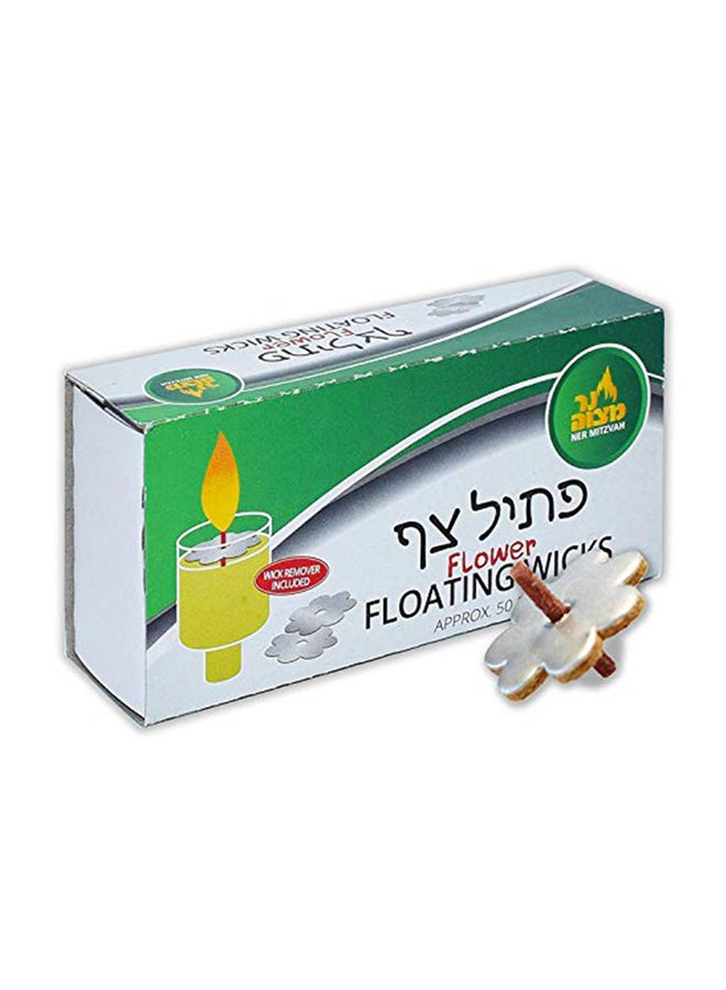 Ner Mitzvah Flower Shaped Floating Wicks - 100 Count For Oil Cups Multicolour 1.4X2.4X1.4 inch - Image 2