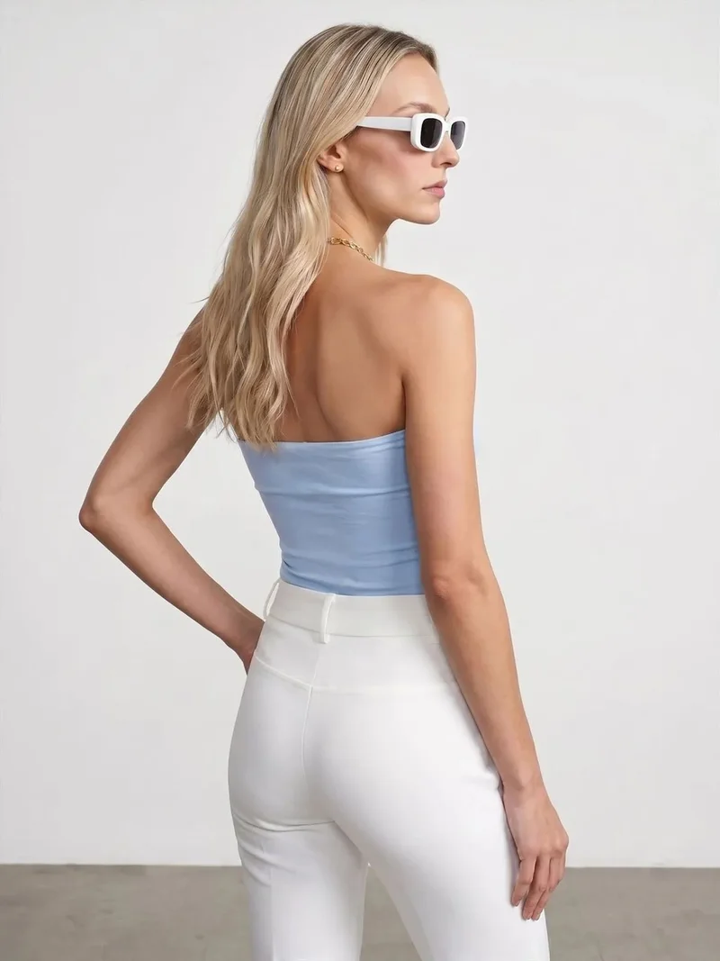 ديلفين Dilvin Women’s Strapless Crop Bandeau Top