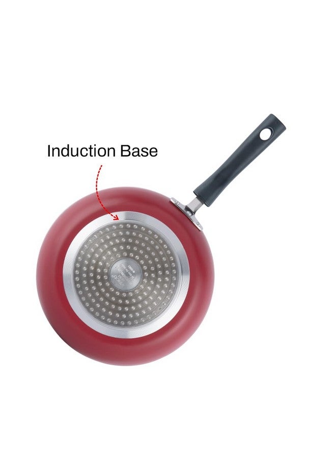 VINOD Vinod Zest Inducto Aluminium Non Stick Frypan - 18 cm | 3mm Extra Thick | 3 Layer Coating | Swiss Quality | Metal Spoon Friendly | Induction Base | 1 Year Warranty - Red  - Image 2