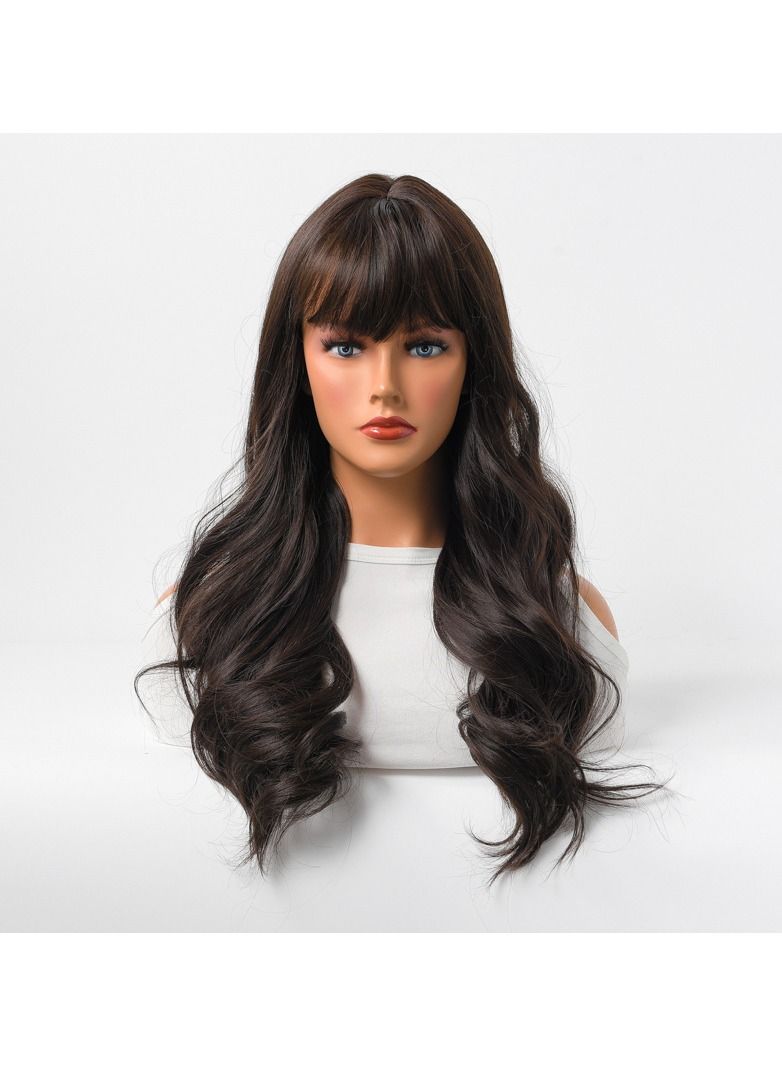 إستيل شعر مستعار نسائي طويل مجعد شعر مموج كبير متوسط ​​طويل غطاء رأس كامل أسود - Image 1