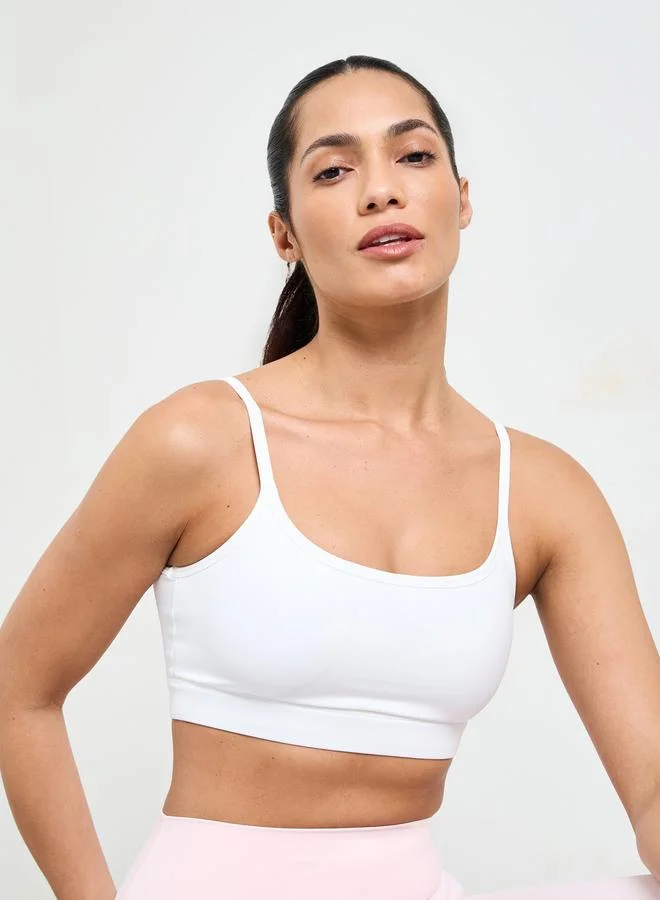 Take Two White Solid High Elastic Breathable Sports Bra