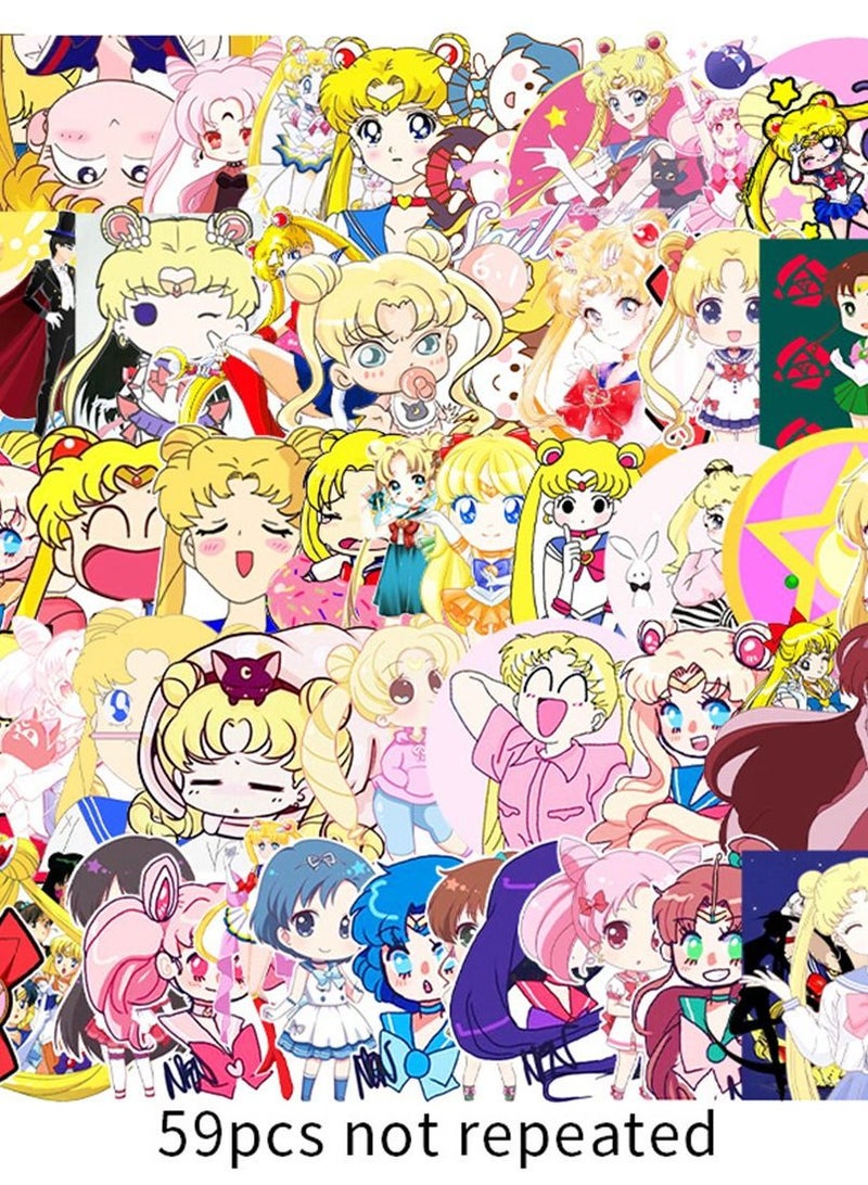 general 50-Piece Sailor Moon Cute Vinyl Waterproof Sticker - Image 2