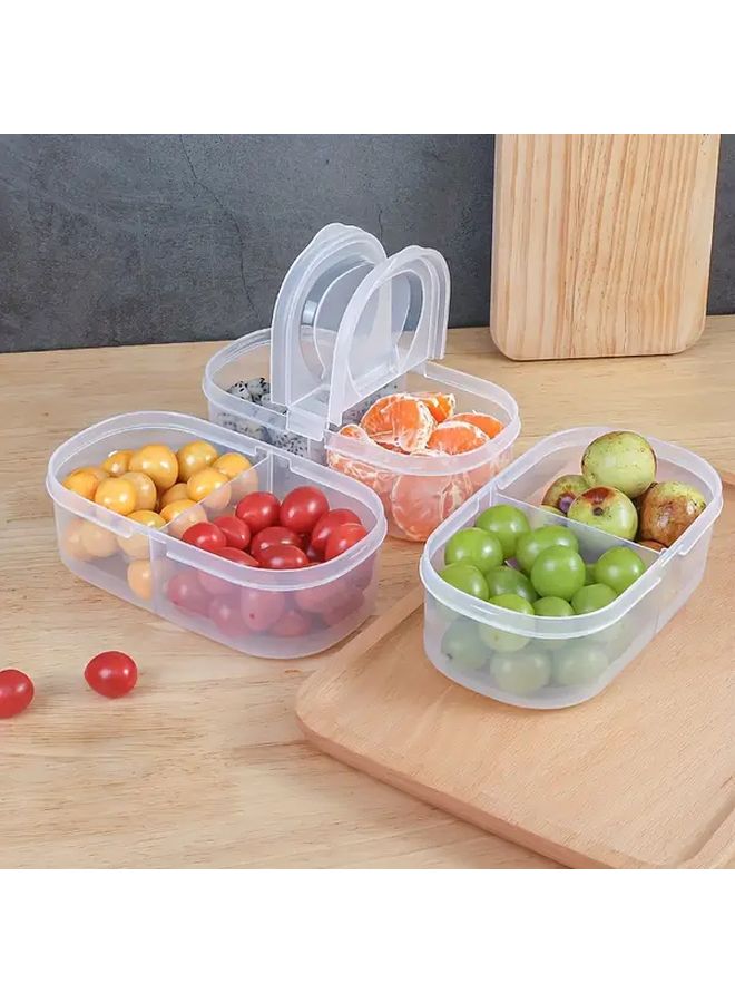 Double Lid Crisper Food Storage Container Plastic Fridge Organizer Box - Image 2