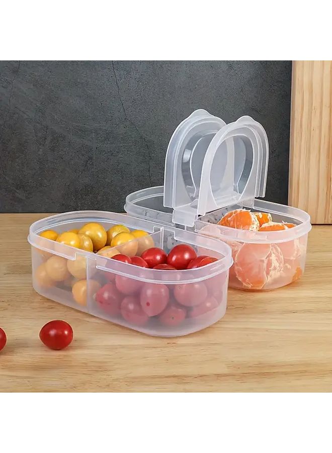 Double Lid Crisper Food Storage Container Plastic Fridge Organizer Box - Image 1