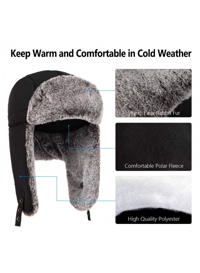 Unigear Unigear Winter Trapper Hat for Men Women, Faux Fur Ushanka Trooper Hat for Hunting Skiing with Detachable Face Mask Black - Image 1