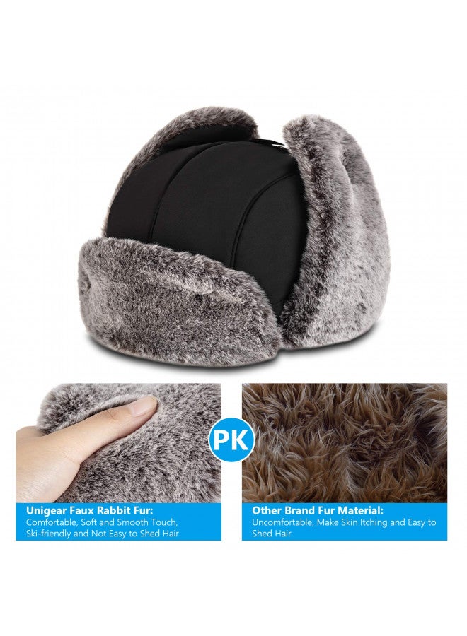 Unigear Unigear Winter Trapper Hat for Men Women, Faux Fur Ushanka Trooper Hat for Hunting Skiing with Detachable Face Mask Black - Image 4