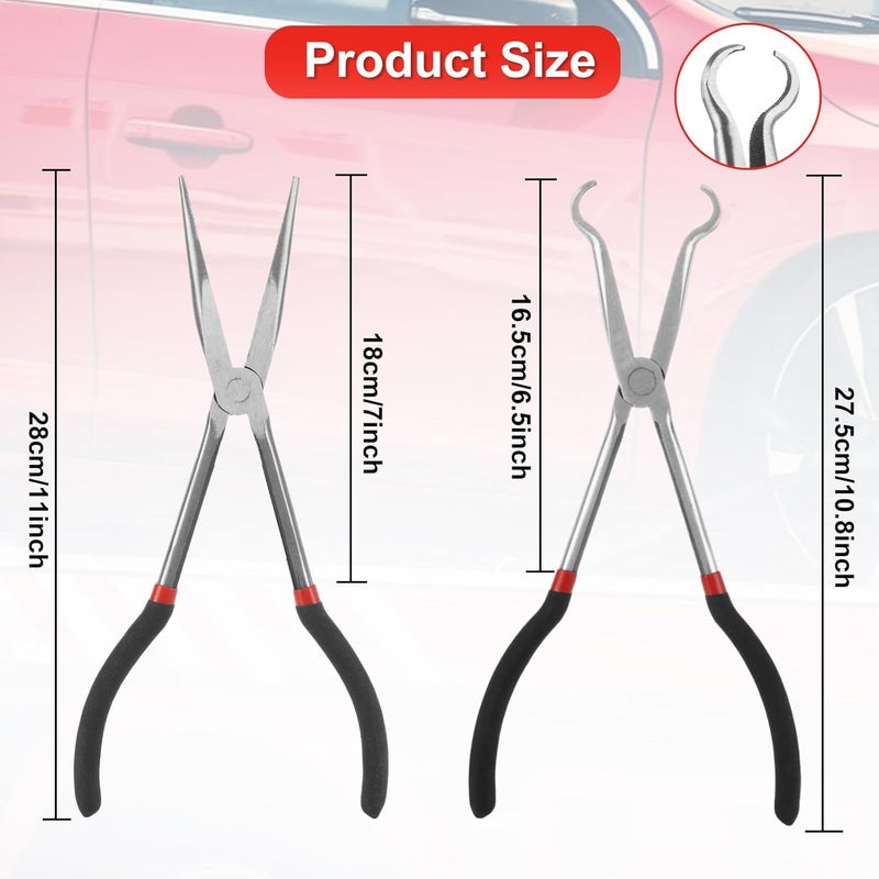 DIRBUY Long Needle Nose Pliers Set, 5 in 1 11 inch Spark Plug Wire Removal Tool - Bent Needle Nose Pliers 90 45 25 Degree - Pointy Nose Pliers - Pinch Nose Pliers for Narrow Spaces and Limited Areas - Image 3