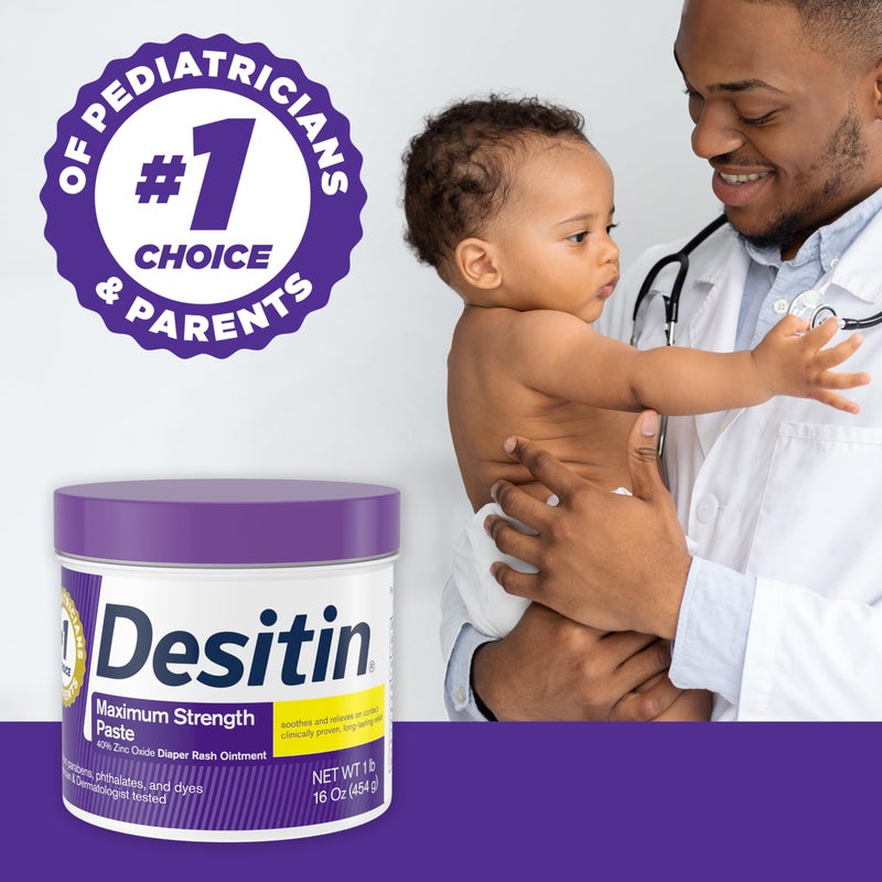 Desitin Maximum Strength Baby Diaper Rash Cream with 40% Zinc Oxide for Treatment, Relief & Prevention, Hypoallergenic, Phthalate- & Paraben-Free Paste, 16 oz - Image 4