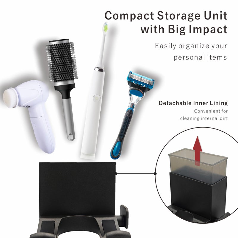 Charming Life Hair Dryer Holder Wall Mounted with Self Adhesive, Mg-Al Alloy Blow Dryer Holder Compatible with Dyson Supersonic, Shark, Hair Dryer Organizer for Bathroom, Vanity, Bedroom (Black) - Image 3