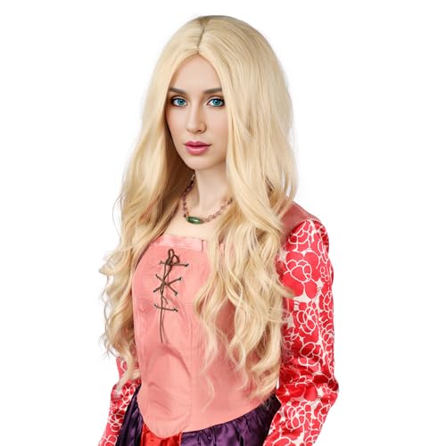 MUPUL Long Blonde Curly Wig CosplayLong Blonde Wig WavyHalloween Costume Wigs For Women - Image 3
