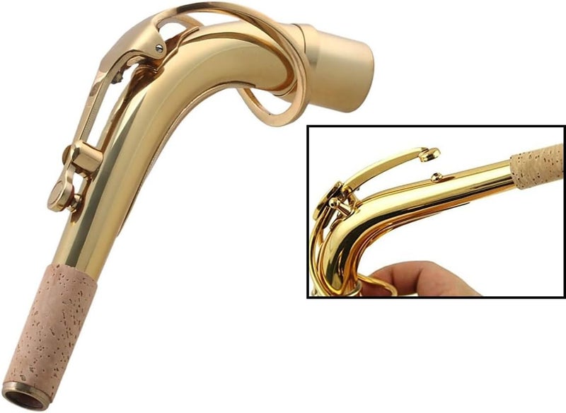 TUOREN Brass Saxophone Bend Neck Assembly for Alto Saxophones - 24.5mm Port Diameter - Gold - Image 3
