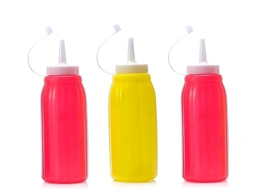 GNOLY Ketchup and Mustard Squeeze Bottle Dispenser Condiment Sauces Squeeze Bottles Plastic Squeeze Squirt Bottles (1set Of 3Pcs) - Image 1