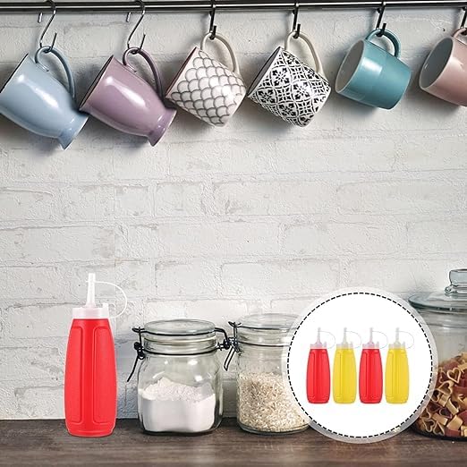 GNOLY Ketchup and Mustard Squeeze Bottle Dispenser Condiment Sauces Squeeze Bottles Plastic Squeeze Squirt Bottles (1set Of 3Pcs) - Image 4