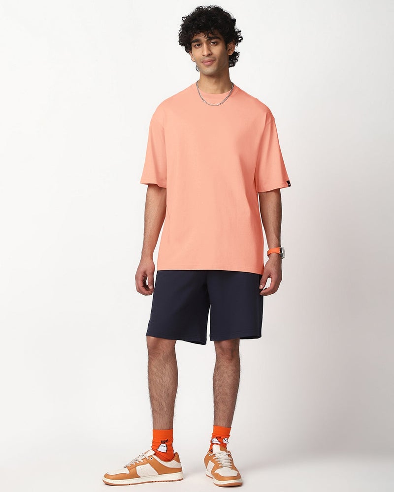 bewakoof Men's Vermillion Orange Oversized T-shirt - Image 5
