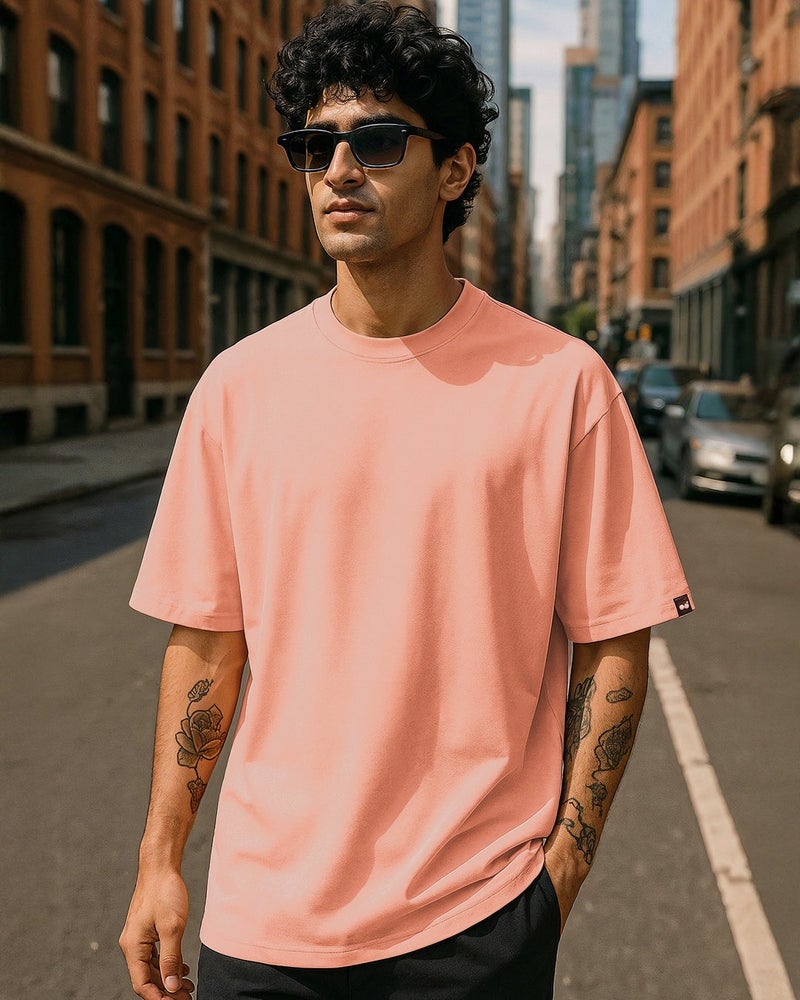 bewakoof Men's Vermillion Orange Oversized T-shirt - Image 2