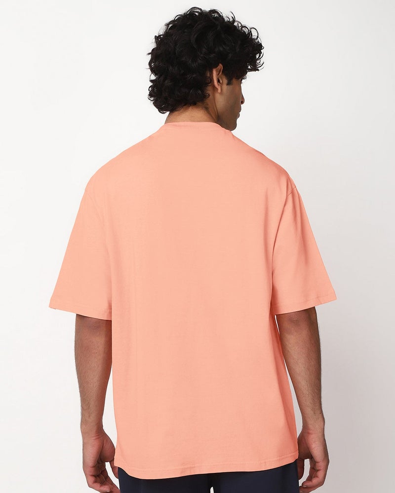 bewakoof Men's Vermillion Orange Oversized T-shirt - Image 4