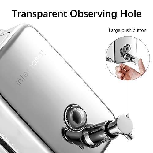 interhasa! Commercial Soap Dispenser Wall Mount 304 Stainless Steel Hand Sanitizer Dispenser, Manual Liquid Gel Soap Dispenser for Public Restroom Bathroom 17oz (500ml - Image 4